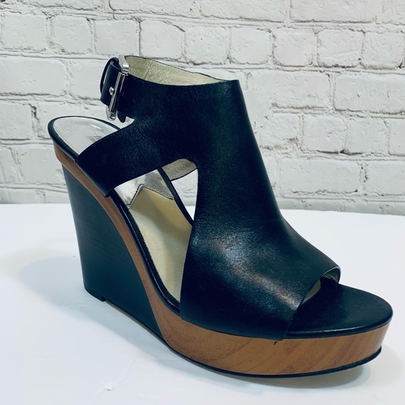 Michael Kors Shoes - Michael Kors black wood wedge heels size 8.5